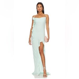 AFRM Rizzo ruffle maxi dress ice blue
